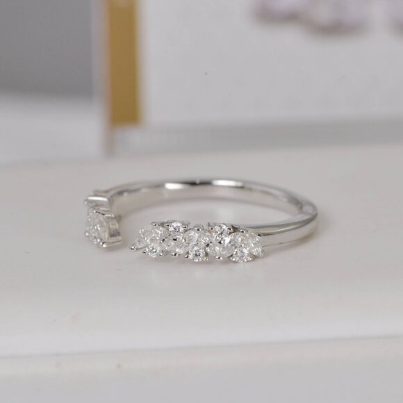 Open Wrap Enhancer Moissanite Band Ring 925 Sterling Silver - Picture 4 of 4